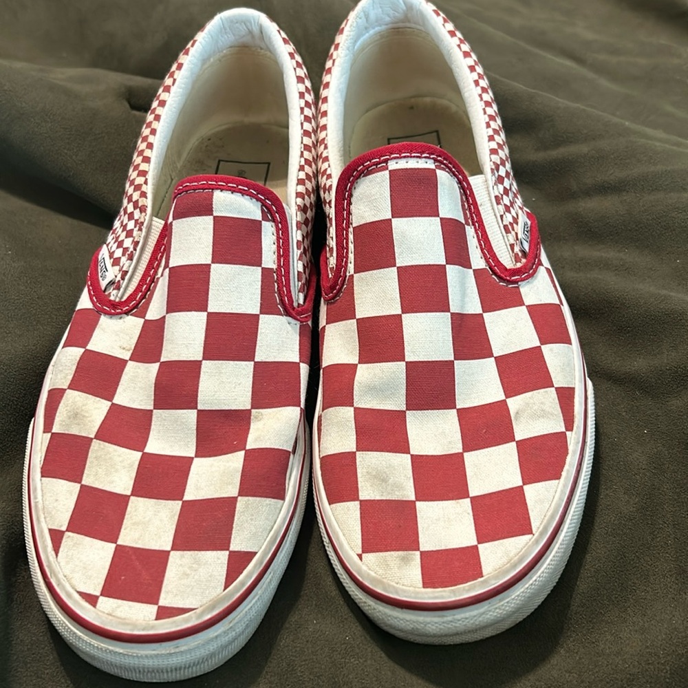 Men’s Red and white Checkered vans 
Size 9 Men’s